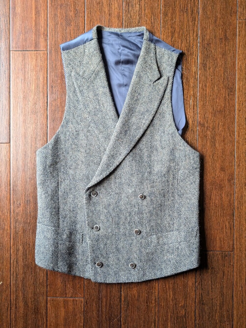Suitsupply Herringbone Wool Double-Breasted Vest - Gray Size 36R